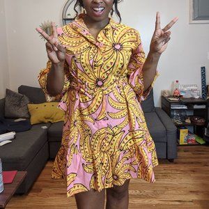 Farm Rio Banana Floral Mini Dress Size Large